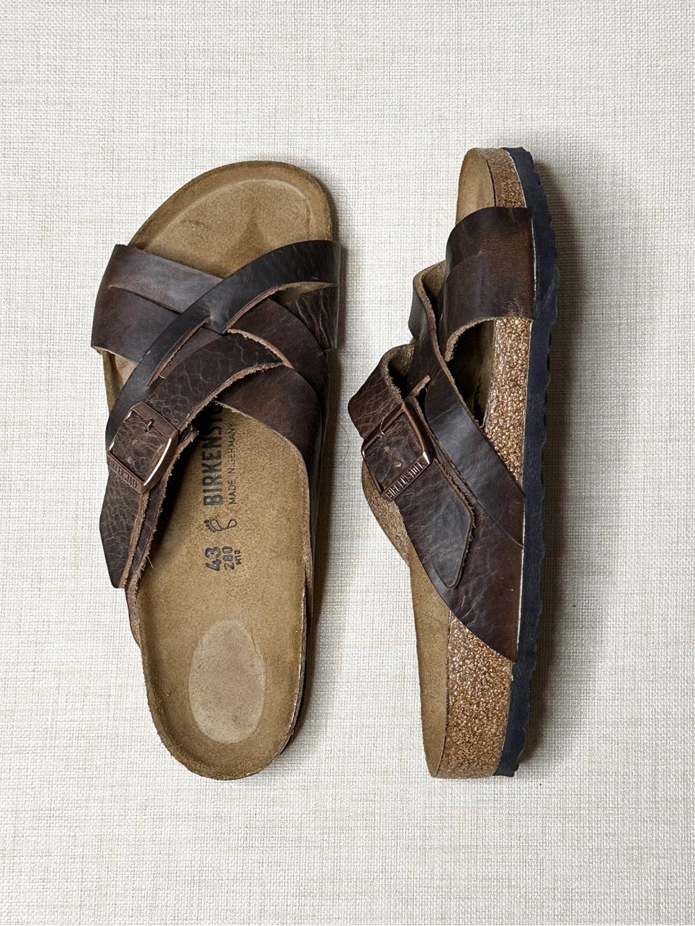 Birkenstock Lugano Oiled Leather Sandals Tobacco